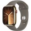 Apple Watch Series 9 GPS + Cellular Cassa 45mm in Acciaio inossidabile Oro con Cinturino Sport Creta - S/M