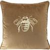 Eurofirany Elegante cuscino decorativo in velluto con stampa, 45 x 45 cm, federa in velluto, morbido cuscino per divano, con api dorati, beige scuro