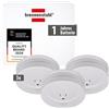 Brennenstuhl Rilevatore di fumo SET 3x RM C 9010 con batteria sostituibile (testato secondo EN 14604, segnale di allarme penetrante) bianco