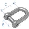 LALIZAS Grillo a D, perno esagonale a scomparsa, acciaio inox AISI 316, Diam. 12mm