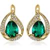 JewelryPalace Orecchini Donna Argento 925 con Simulato Smeraldo Verde, Piercing Orecchini Dorati in Oro con Pietra a Taglio Pera, Set Gioielli Donna