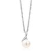 Miore Collana Donna Argento, Catena con Ciondolo di Perla Coltivata d'Acqua Dolce e Zirconi in Argento 925. Catenina Grumetta Lunga Cm 45. Pendente Donna anallergico.