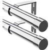 FLY HAWK Bastone per tenda con cappucci e supporti, set di raccordi in acciaio inossidabile, 76-116 cm, 16 mm di diametro, regolabile, asta decorativa per camera da letto, colore: argento, 2 pezzi