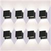 ledmo 8 Pezzi Lampade LED da Muro 12W 4000K Nero Opaco IP65 Interno/Esterno | Fascio su/giù regolabile 0°-120°, COB LED e luce bianco naturale;applique moderna per facciate,balconi,corridoi,scale