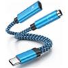 Vedfoad Adattatore e ricarica per cuffie USB C, 2 in 1, tipo C a jack da 3,5 mm, cavo USB C a jack da 3,5 mm, per Samsung Galaxy A54, A55, A53, A34, A23, A33, A14, S24, S23, S22, Google Pixel
