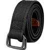 Drizzte Cintura in tela 110-190 cm di grandi dimensioni, da uomo, doppio anello, fibbia nera in tessuto, Nero , 180cm pour taille de 60-63''