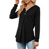 ABYOVRT Felpe con Cappuccio Donna Giacca a Maniche Lunghe Scollo a V T-Shirt a Tunica Casual Sweatshirt Hoodies Basic Camicie Outwear Tops Primavera Autunno,Nero,S