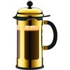 Bodum Chambord, Caffettiera con filro dorata, capacità 1 litro, per ca. 8 tazze, Trasparente (Clear)