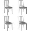 vidaXL 4x Legno Massello di Hevea Sedie da Pranzo con Cuscini in Poliestere Semplici Eleganti Sala Cucina Ristorante Seggiole Grigio