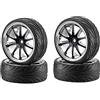 Carson 500900080-01:10 Big Wheel Set 02, 10 Razze, Accessori Modello, 4 Pezzi, Nero/Cromo