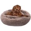 Paco Home Letto Per Cani Letto Per Gatti Soffice Cuscino Per Cani Ciambella Coperta Per Cesto Per Gatti Cesto Lavabile, Colore:Beige, Dimensione:Ø80 cm