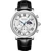 CIVO Orologio Cronografo Analogico Elegante da Polso Impermeabile Con Cinturino in Pelle Nero, Fase Lunare, Classico Con Data, Quarzo - Regalo per Uomo