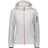 CMP - Giacca in Light Softshell da Donna con Cappuccio Removibile, Bianco, 48