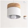 Chao Zan Metallo Lampadario a Sospensione a LED, E27 Lampada a Sospensione, Design Moderno lampada da soffitto,legno Lampada a sospensione, per Soggiorno, Camera, Sala da Pranzo (Bianco)