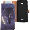 Lankashi Wolf Design Custodia Portafoglio in PU Pelle Caso Guscio Protettiva Cover con Porta Carte Skin Case per Alcatel Pixi 4 9001D 6.0 4G (Not 3G)