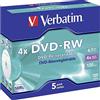 Verbatim® - DVD-RW Jewelcase, 4,7 GB, 120 min, 4 x (5 pezzi)