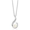 MIORE Collana Donna Argento, Catena con Ciondolo di Perla Coltivata d'Acqua Dolce e Zirconi in Argento 925. Catenina Grumetta Lunga Cm 46. Pendente Donna anallergico.