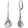 LeCalla Sterling Silver Jewelry taglio diamante Tear Drop Leverback leggero orecchini per le donne