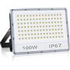 ANNIFUNLY Faretto LED 100W, 10000LM Faretto LED da Esterno Super Luminoso, IP67 Impermeabile Faretti Led Esterni, 6500K Bianco Freddo Faro LED Esterno, Fari Led per Cortile, Giardino, Garage