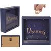 makio Salvadanaio blu legno Dreams. Salvadanaio Monete per Risparmiare per i Sogni (20 x 20 cm), con gancio per appendere
