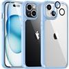 TAURI Cover iPhone 15, [5 in 1] 1 Custodia [Anti-Yellow] + 2 Pellicola Protettiva + 2 Pellicola Fotocamera, [Compatibile con Magsafe] Custodia Antiurto con Copertura a 360 Gradi - Blu