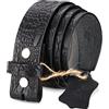 HJones Cintura di ricambio da uomo senza fibbia, cintura in pelle da uomo con cintura a scatto argento senza fibbia larga 3,8 cm, Coccodrillo nero, 34