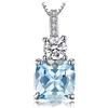 JewelryPalace 2.2ct Collana Azzurro Donna Argento 925 con Genuino Topazio, Collana Ciondolo Pietra Naturale a Taglio Cuscino con Catena 45cm, Collane Pendenti Anniversario Set Gioielli Donna