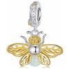 Qings Ciondolo Lucciola/Ape Scintillante Charm Donna Argento Sterling 925 Glow-in-the-Dark Firefly Animali Bead Charm Per Bracciali e Collane Regalo Compleanno per Donne e Ragazze