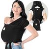 KeaBabies Fascia Porta Bebè D-Lite - Facile Da Trasportare, Fascia Porta Bebè Regolabile, Fascia Porta Bebè Da Neonato A Bambino, Porta Bebè Ad Anello, Fascia Portabebè Ad Anello (Trendy Black)