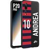 CUSTOMIZZA - Custodia cover nera morbida in tpu compatibile per Huawei P20 PRO personalizzata calcio football nome e numero calciatori rossoblu