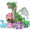 MorisMos Grande Drago Peluche Verde con Bambini Nella Pancia, 55 cm XXL Realistico Draghi Giocattolo di Peluche Morbido, Idee Regalo Natale per Bambini Ragazzi Ragazze Compleanno Decorazioni