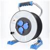 as - Schwabe IronCoat Xperts avvolgicavo vuoto, per circa 50 m di cavo, esterno IP44, 3 prese con terra, porta USB, Protezione contro le scosse elettriche, Made in Germany