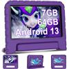 AOCWEI tablet bambini 7 pollici Tablet Android 13 7GB(4+3) RAM+64GB ROM(512 GB Espandibile)| FHD IPS | Controllo Parentale |Bambini educativi | WIFI 6 |Bluetooth 5.0 |Tablets con Guscio in EVA