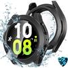 Kamita Cover Impermeabile per Samsung Galaxy Watch 4 5 44mm, 2 in 1 Custodia Rigida in PC con Pellicola in Vetro Temperato, 360° Copertura Completa Protettiva Case per Galaxy Watch4 Watch5 (Nero)