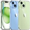 TAURI Cover per iPhone 15 Plus con Pellicola in Vetro Temperato,Trasparente Custodia per Sottile Anticaduta - Trasparente
