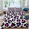 Homewish Copripiumino leopardato con motivo astratto con ghepardo, per ragazzi, ragazze, donne, uomini, colore viola, nero, bianco, copripiumino e 1 federa per cuscino per letto singolo
