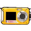 Lazmin112 Fotocamera Digitale, Fotocamera Subacquea Impermeabile FHD 2.7K, Zoom 16X, Microfono Incorporato, Fotocamera Tascabile Compatta da 48 MP, per Studenti Adolescenti Ragazze (YELLOW)