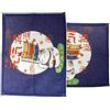 lachineuse - 2 tovagliette Maneki Neko & Pesci - Sottotavolo giapponese in tessuto - 40 x 30 cm - Idea regalo Giappone cucina - Gatto carino giapponese - Oggetto decorativo asiatico - Colore blu