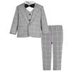 mintgreen Bambino Ragazzo Formale Matrimonio Abiti Battesimo Smoking Blazer Abbigliamento 5PCS Set, Plaid Grigio, 18-24 Mesi, 90