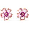 SWAROVSKI ORECCHINI A LOBO FLORERE ROSA