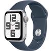 Apple Watch SE (2ª generazione, 2023) GPS 40 mm Smartwatch con cassa in alluminio color argento e Cinturino Sport blu tempesta - M/L. Fitness tracker, monitoraggio del sonno, Rilevamento incidenti