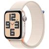 Apple Watch SE (2ª generazione, 2023) GPS 44 mm Smartwatch con cassa in alluminio color galassia e Sport Loop galassia. Fitness tracker, monitoraggio del sonno, Rilevamento incidenti