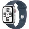 Apple Watch SE (2ª generazione, 2023) GPS + Cellular 44mm Smartwatch con cassa in alluminio color argento e Cinturino Sport blu tempesta - M/L. Fitness tracker, monitoraggio del sonno.