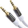 KabelDirekt - Cavo Aux & Jack 3,5 mm - 1,5 m - Connettori in Metallo Infrangibili - Disponibile in 0,3-10 m (Cavo Audio, Jack 3.5mm per Telefono, PC/Portatile, Auto e HiFi, bianco)