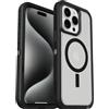 OtterBox Cover per iPhone 15 Pro Max Defender XT con MagSafe, resistente a shock e cadute, cover ultra robusta, testata 5x vs le norme anti caduta MIL-STD 810G,Trasparente/Nero, Senza Retail Package