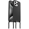 OtterBox Cover React Necklace con MagSafe per iPhone 15 Pro Max, Ultra sottile, resistente a shock con cordino a collana, adattabile e intercambiabile, testata a norme MIL STD 810G, Nero