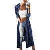 Hibasing Maxi Cardigan spolverino da Donna in Velluto Tinta Unita Trench Coat Anteriore Aperto