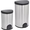 Amazon Basics - A forma di D Pattumiera automatica in acciaio inox, apertura con sensore tramite contatto del piede - Doppio scomparto da 50 e 20 litri