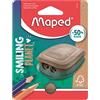 Maped - Temperamatite ecologico sostenibile SMILING Planet per 2 penne con scatola di raccolta -in fibra di legno: 50% plastica riciclata e 50% fibra di legno certificata FSC