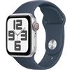 Apple Watch SE (2ª generazione, 2023) GPS + Cellular 40mm Smartwatch con cassa in alluminio color argento e Cinturino Sport blu tempesta - S/M. Fitness tracker, monitoraggio del sonno.